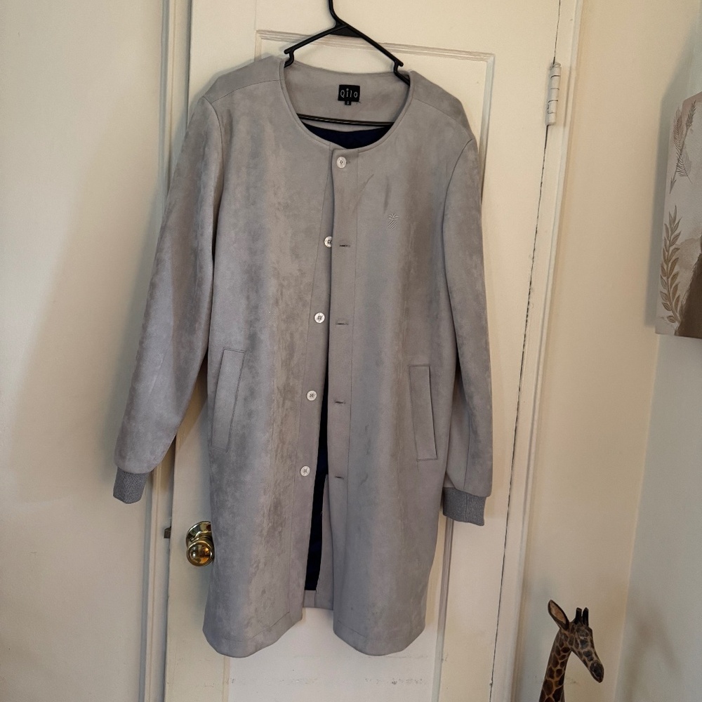 Gorgeous silver suede coat!